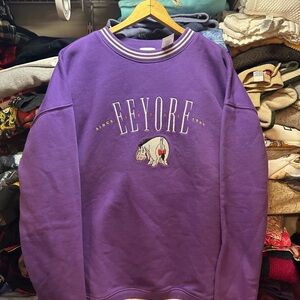 Disney Parks Purple Eeyore Winnie The Pooh Embroidered Sweatshirt Size XL